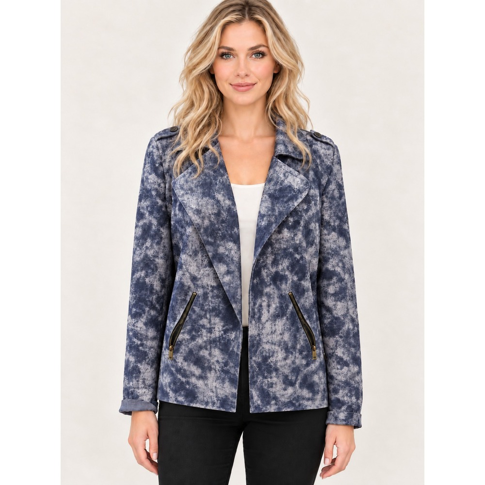 Anthropologie | Solitaire Faux Suede Moto Jacket Purple Gray Acid Wash XL NWT